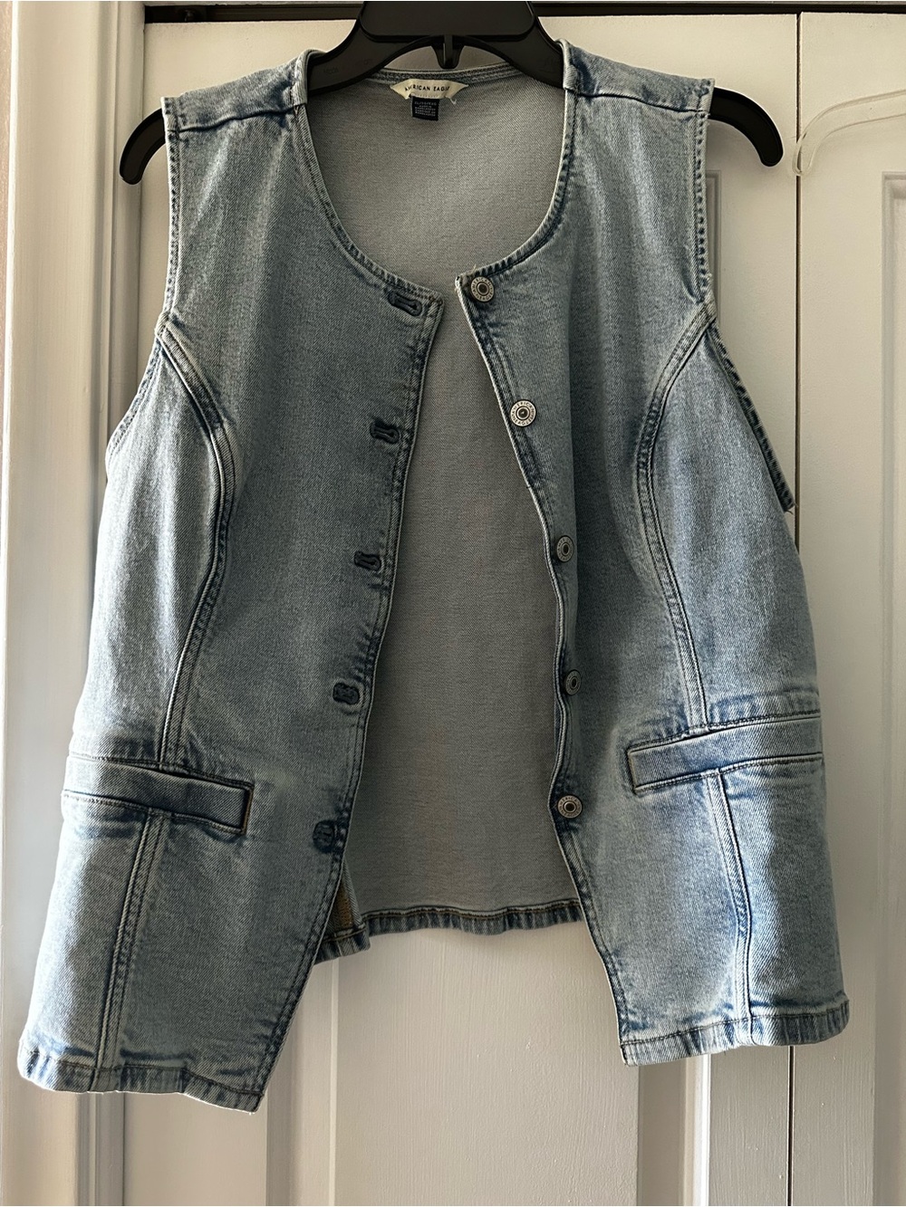 American Eagle Outfitters faded blue denim vest